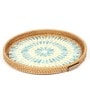 Blue Cane Round Serving Tray (Small)