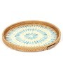 Blue Cane Round Serving Tray (Small)