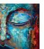 Oil Paint Buddha Blue Canvas Teakwood And MDF Framed Spiritual Art Print