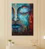 Oil Paint Buddha Blue Canvas Teakwood And MDF Framed Spiritual Art Print