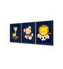 Wildlife Blue Canvas (Pack of 3) Kids Wall Art