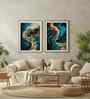 Blue Canvas Printed Abstract Framed Art Panels