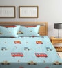 Blue Cartoon 300 TC Cotton Blend Double Bedsheet With 2 Pillow Covers