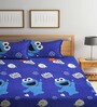 Blue Cartoon 300 TC Cotton Blend Double Bedsheet With 2 Pillow Covers