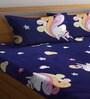 Blue Cartoon 300 TC Cotton Blend Double Bedsheet With 2 Pillow Covers