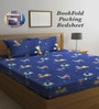 Blue Cartoon 300 TC Cotton Blend Double Bedsheet With 2 Pillow Covers