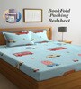 Blue Cartoon 300 TC Cotton Blend Double Bedsheet With 2 Pillow Covers