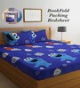 Blue Cartoon 300 TC Cotton Blend Double Bedsheet With 2 Pillow Covers