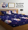 Blue Cartoon 300 TC Cotton Blend Double Bedsheet With 2 Pillow Covers