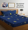 Blue Cartoon 300 TC Cotton Blend Double Bedsheet With 2 Pillow Covers
