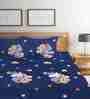Blue Cartoon Characters 300 TC Cotton Blend Double Size Bedsheet With 2 Pillow Covers