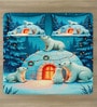 Blue Cartoon Characters 7D King Size Cotton Blend Double Bedsheet with 2 Pillow Covers