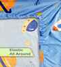 Blue Cartoon Print 300 TC Cotton Blend King Size Fitted Double Bedsheet with 2 Pillow Covers