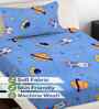 Blue Cartoon Print 300 TC Cotton Blend Single Bedsheet with 1 Pillow Cover