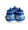 Blue Ceramic  300 ml 3 Pcs Condiments Jars with Tray