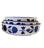 White & Blue Ceramic  Handmade (Set of 3 ) Serving Bowls