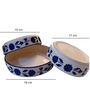 White & Blue Ceramic  Handmade (Set of 3 ) Serving Bowls