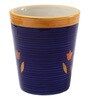 Blue Ceramic Conical Shaped Ringer Painted Flower Pot