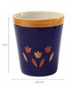 Blue Ceramic Conical Shaped Ringer Painted Flower Pot