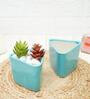 Blue Ceramic Desk Pot Set Of 2