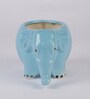 Blue Ceramic Elephant Shape Flower Pot