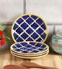 Textured 8 Inch Blue Ceramic (Set of 4) Dinner Plate