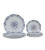 Chain 12 Pcs White & Blue Melamine Dinnerware Set