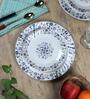 Chain 12 Pcs White & Blue Melamine Dinnerware Set