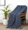Blue Chenille Plain Solid Pattern 60 X 50 Inch Throw