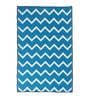 Blue Chenille Abstract 4 X 6 Feet Machine Made Carpet