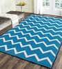 Blue Chenille Abstract 4 X 6 Feet Machine Made Carpet