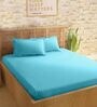 Blue 210TC Cotton stripe 1 Super King Bedsheet with 2 Pillow Covers