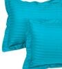 Blue 210TC Cotton stripe 1 Super King Bedsheet with 2 Pillow Covers