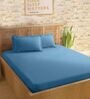 Blue 210TC Cotton stripe 1 Super King Bedsheet with 2 Pillow Covers
