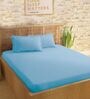 Blue 210TC Cotton stripe 1 Super King Bedsheet with 2 Pillow Covers