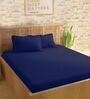 Blue 210TC Cotton stripe 1 Super King Bedsheet with 2 Pillow Covers