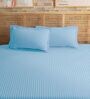 Blue 210TC Cotton stripe 1 Super King Bedsheet with 2 Pillow Covers
