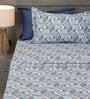 Blue Contemporary Ikat Pattern 210 TC 100% Cotton Superking Bedsheet with 2 Pillow Covers Blue Contemporary Ikat Pattern 210 TC 100% Cotton Superking Bedsheet with 2 Pillow Covers