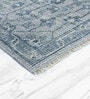 Blue Floral Cotton 4 ft x 6 ft Hand Knotted Carpet