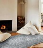 Blue Floral Cotton 8 ft x 10 ft Hand Knotted Carpet