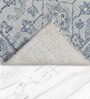 Blue Floral Cotton 8 ft x 10 ft Hand Knotted Carpet