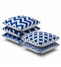 Blue Geometric Cotton 16 x 16 Inches Cushion Covers (Set of 5)