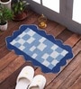 Blue Cotton 16X24 Inches Anti-Skid Bath Mat