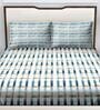 Blue Geometric 180 TC Cotton Queen Sized Bed Sheets with 2 Pillow Covers