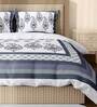 Blue Traditional 350 TC Cotton King Sized Bed Sheets with 2 Pillow Covers