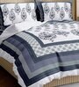 Blue Traditional 350 TC Cotton King Sized Bed Sheets with 2 Pillow Covers