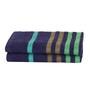 Blue Patterned 450 GSM Cotton Hand Towels (Set of 2)