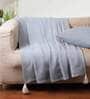Blue Solid Cotton 50x60 Inches Sofa Throw