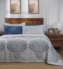 Blue Cotton Abstract 145 GSM Double Bed Quilt