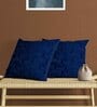 Blue Textured Cotton 16 x 16 Inches Cushion Covers (Set of 2)